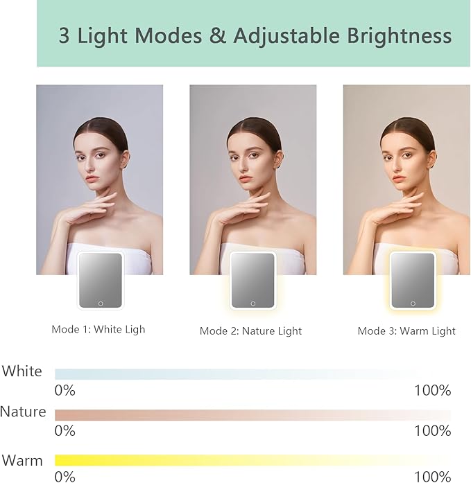 Makeup Bag with Led Mirror,Travel Makeup Organizer with 3 Color Setting, Portable Storage and Adjustable Dividers Travel Makeup Bag(light green)