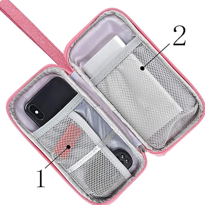 Electronics Accessories Organizer Pouch Bag, Universal Travel Digital Accessories Storage Bag for Portable Charger, Cables, Earphone, iPhone, Cord, Customize Inside with Dividers, Pink