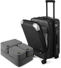LEVEL8 Grace Carry On Luggage Airline Approved, 20 Inch Expandable Hardside Carry On Suitcase With Wheels, Abs+Pc Small Luggage with Tsa Lock, Black, 20-Inch