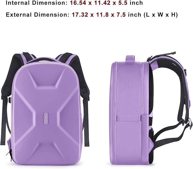 MOSISO Camera Backpack, DSLR/SLR/Mirrorless Photography Camera Bag 15-16 inch Waterproof Hardshell Case with Tripod Holder&Laptop Compartment Compatible with Canon/Nikon/Sony, Purple