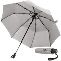 GORILLA GRIP Strong Stick Umbrella for Rain, Compact Travel One-Click Automatic Open Close, Lightweight, Portable, US Designed Reinforced Fiberglass Ribs, Wind Resistant, Easy Collapse, Gray
