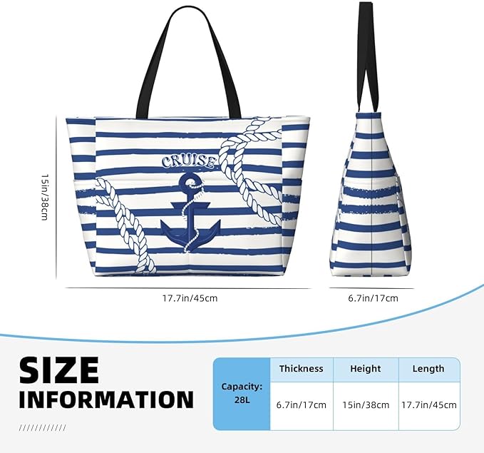 Beach Bag for Women Beach Tote Bag Waterproof Sandproof Large Bags with Zipper Big Capacity for Vacation Travel