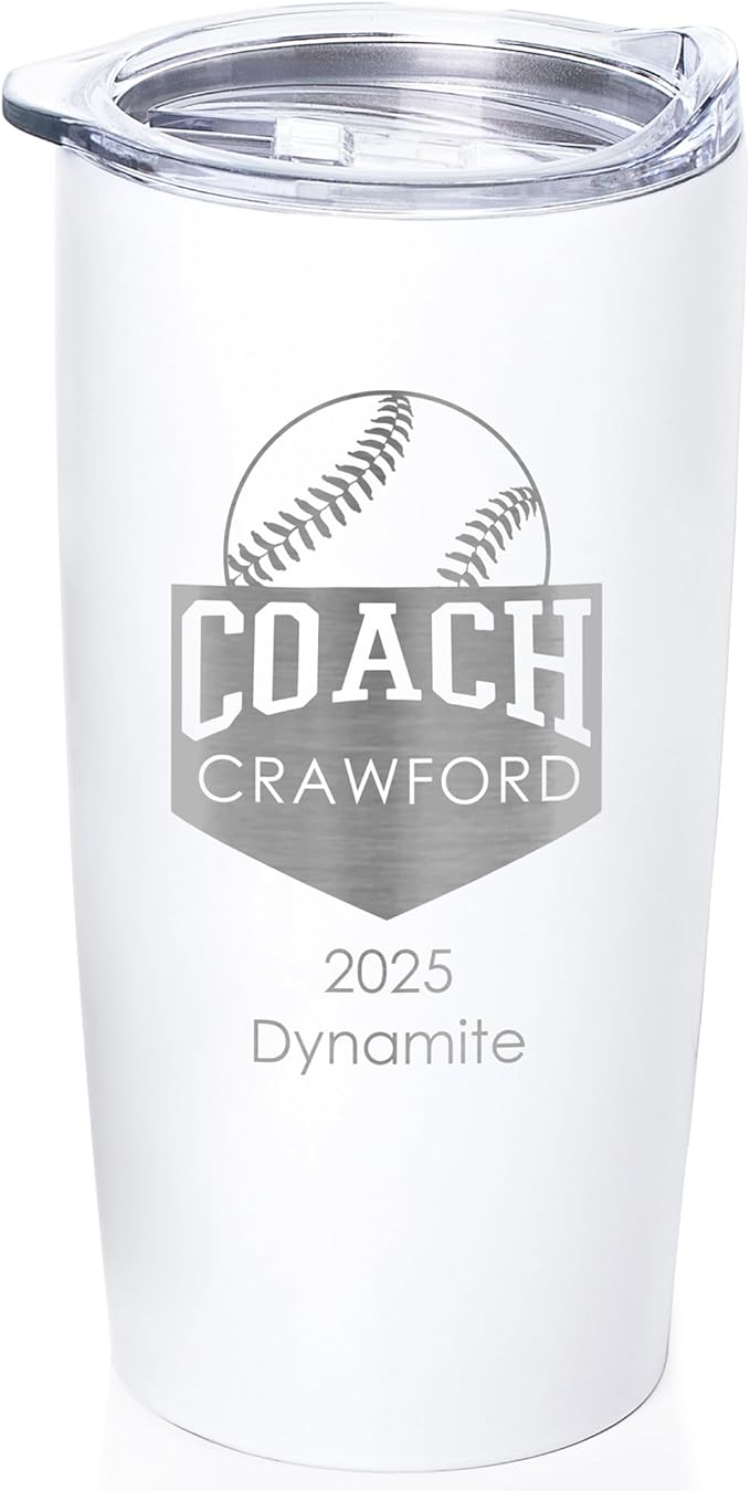 Lifetime Creations Custom Softball Coach Tumbler - Sotfball Coach Gifts for Men, Best Coach, Thank You Coaches, Softball Senior Night Gifts (White 20 Ounce Cup)