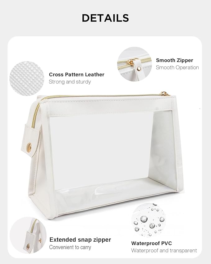 Small Clear Makeup Bag, Waterproof Clear Travel Toiletry Bag Case Cosmetic Bag with Zipper Small Makeup Pouch Travel Bags for Toiletries Travel Essentials Car Organizer