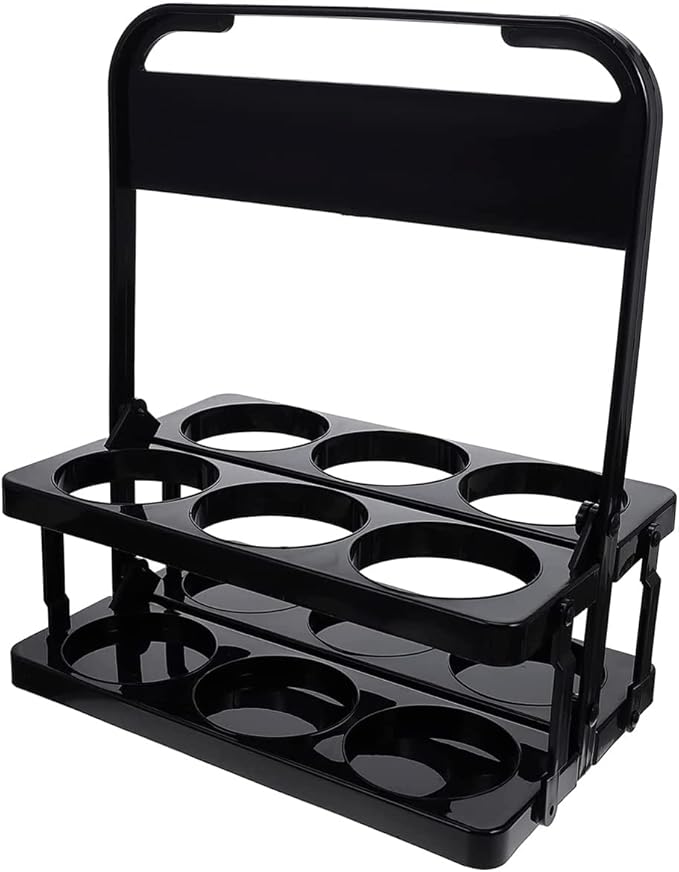 Plastic Foldable Cup Holder, Black, 13 inches, Holds 6 Beverages, Portable for Delivery, Takeout, Camping and Travel