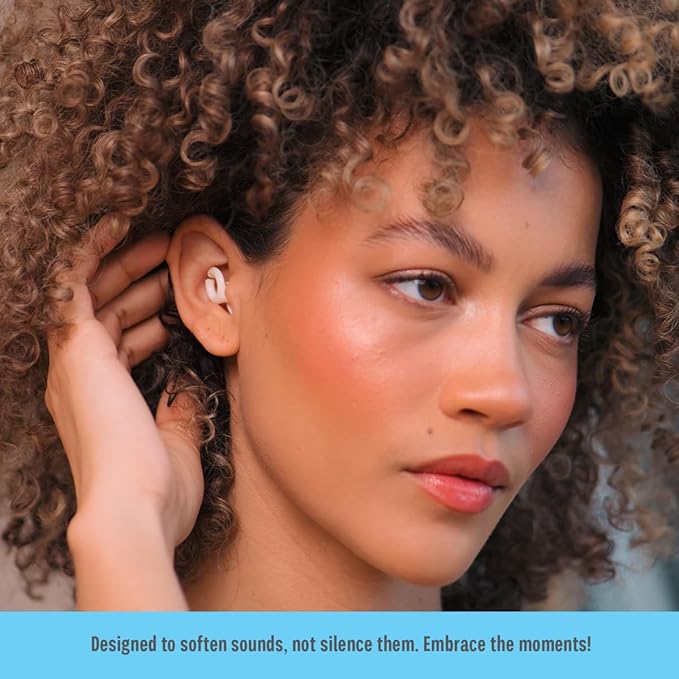 Ear Plugs, Reusable Soft Silicone Plugs with Horseshoe Shape for Comfort, Designed for Sleep and Loud Noises, 17dB (NRR) Noise Reduction Rating, Cream, 1 Pair with Portable Travel Case