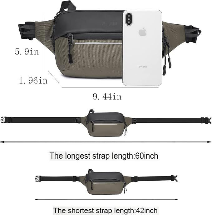 Crossbody Fanny Pack Belt Bag for Women & Men with Multi-Pockets, Waterproof Sling Bag for Travel, Running, Hiking, Cycling, Fashion Waist Bag Fits All Phones, Perfect Running Bag