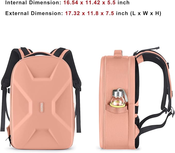 MOSISO Camera Backpack, DSLR/SLR/Mirrorless Photography Camera Bag 15-16 inch Waterproof Hardshell Case with Tripod Holder&Laptop Compartment Compatible with Canon/Nikon/Sony, Salmon Pink