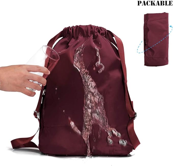 ZOORON Waterproof Drawstring Gym Backpack Bag for Men & Women, Sport Gym Sack Mini Travel Daypack