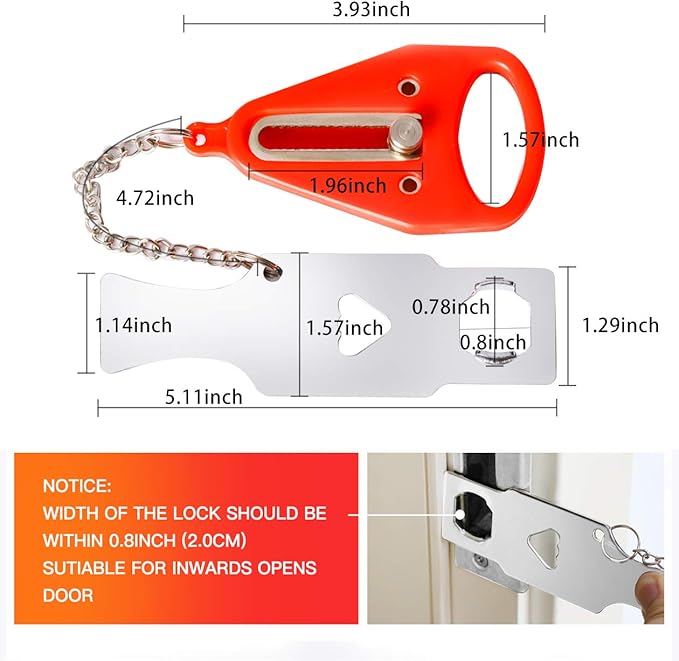 Home Security Door Lock, VIRIDI Portable Travel Doorlocks for Airbnb Hotel Room Bedroom Add Extra Safety Privacy Solid Removable No Drill Door Jammer Latch for House Apartment School Selfdefense Item
