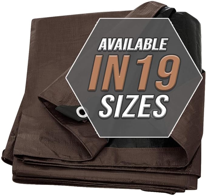 Large Waterproof Tarp - Heavy Duty 10 Mil Thick Poly Tarpaulin Ideal for Canopy Tents, Boats, RV or Pool Covers - Multipurpose Protective Tarps with Grommets for Indoor and Outdoor Use | 25' x 40'
