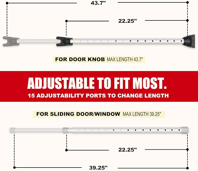 SECURITYMAN Door Security Bar & Sliding Patio Bar - Constructed of High Grade Iron - Great for Apartment Security, Hotel Safety, or Home Protection Door Stoppers