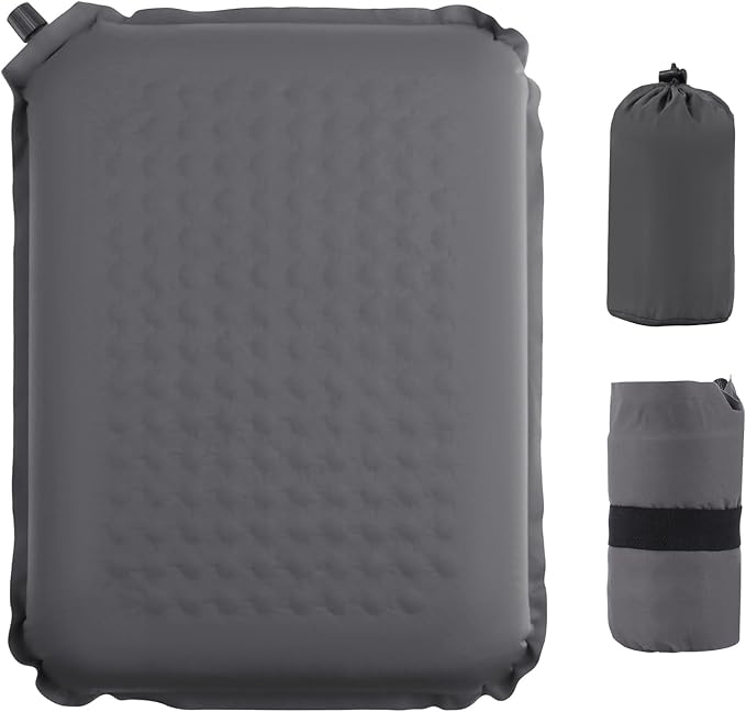 Self-Inflating Airplane Seat Cushion for Long Flights – Portable Travel Cushion Airplane Seat - Memory Foam Travel Seat Cushion Providing Pressure Relief and Premium Comfort (Grey)