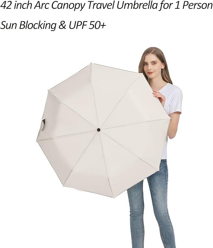 BAODINI Small UV Protection Travel Umbrella Compact for Rain and Sun UPF 50+ 41 inch Portable Umbrella for Women and Men
