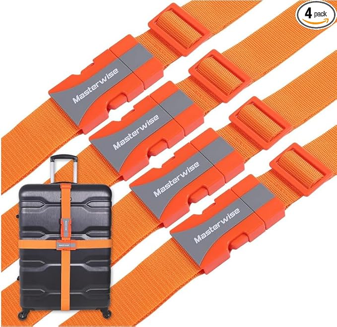 Buckle Straps with Clips, Adjustable Nylon Strap with Buckle, Packing Straps, Orange (79”, 4pcs)