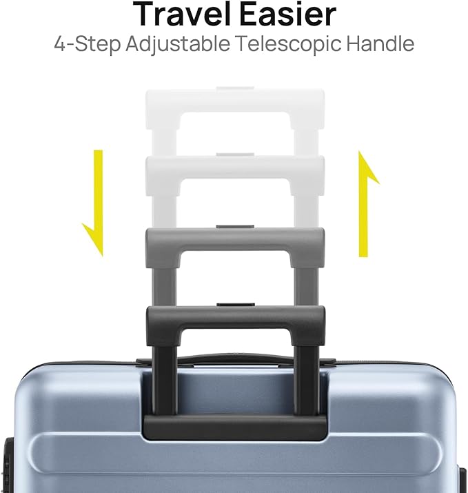Carry on Luggage 22 X 14 X 9 Airline Approved, 20 Inch Luggage for 3-5 Days Travel, Double Spinner Wheels, 100% Hardshell PC, TSA Lock (03-Shadow (Basic), Checked 26-Inch)