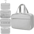 Toiletry Bag For women,Portable Hanging Organizer,4 Leakproof Compartment for full-sized Conditioner, Brushes Set, Makeup Accessories,Visible and easy to access.M-grey