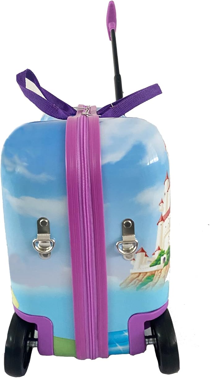 Disney Princess Ride on Suitcase for Kids, 18'' Toddler Carry-On Luggage With Wheels, Cute Lightweight Kids Travel Suitcase Trolley
