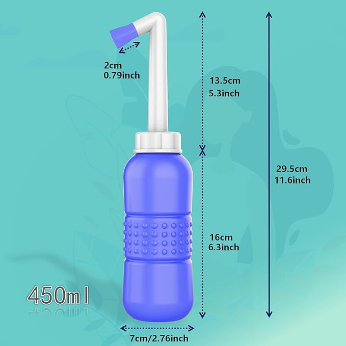 2PCS Blue+Green Peri Bottle for Postpartum Essentials, Feminine Care - 15oz Peri Bottle for Postpartum Perineal Care- Baby Travel Bathing kit, Portable Bidet for Travel,Birth Tears, Hemorrhoids, Pain