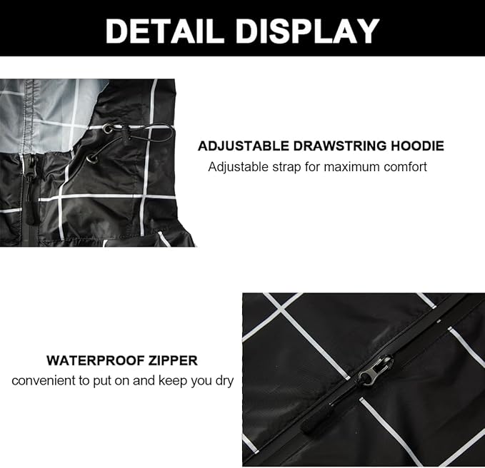 Rain Poncho Jacket Coat Hooded Zipper Style for Women/Men/Adult with Pocket
