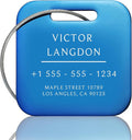 Stainless Luggage Tags for Suitcases: Metal Personalized Luggage Tags and Bags with Customizable Texts (Blue)