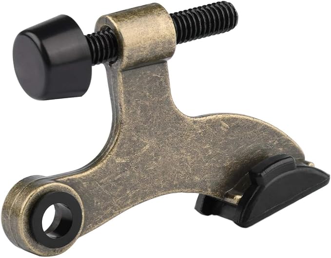 HOMOTEK 36 Pack Hinge Pin Antique Brass Door Stopper, Adjustable Deluxe Heavy Duty Door Stopper 2-1/2"x1-3/4”, with Black Rubber Bumper Tips