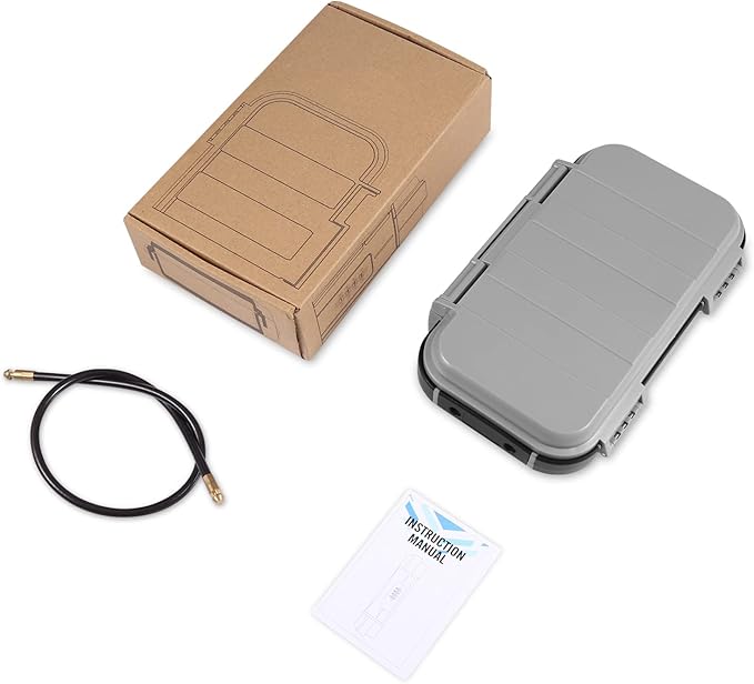 LOFICOPER Portable Safe Box, 4 Digit Combination Security Case, Waterproof Travel Lock Box, Small Beach Safe with Removable Chain, for Sports, Travel, Home, Office, Grey