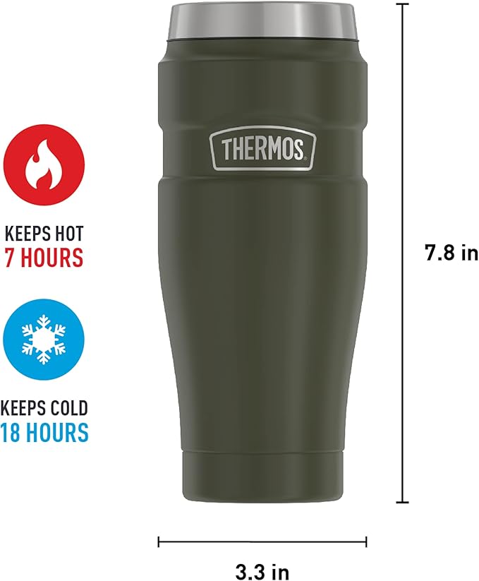 THERMOS Stainless King Vacuum-Insulated Travel Tumbler, 16 Ounce, Army Green (Pack of 4)