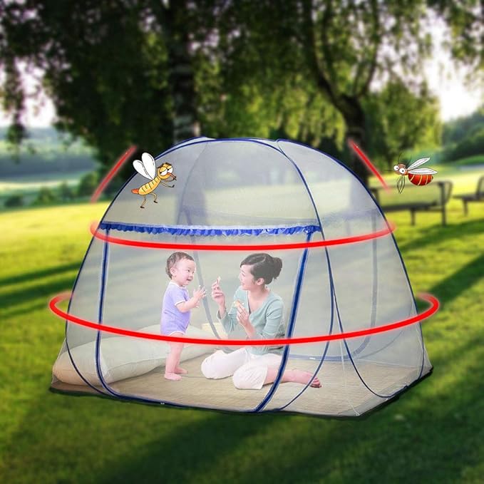 Pop-up Mosquito net Double Bed,L75xW47xH55in, Double Door Zip Portable Tent Travel Mosquito net Free-Standing use one Compartment to Install Suitable for Bedroom no Hooks no Chemicals.L190*W120*H140CM