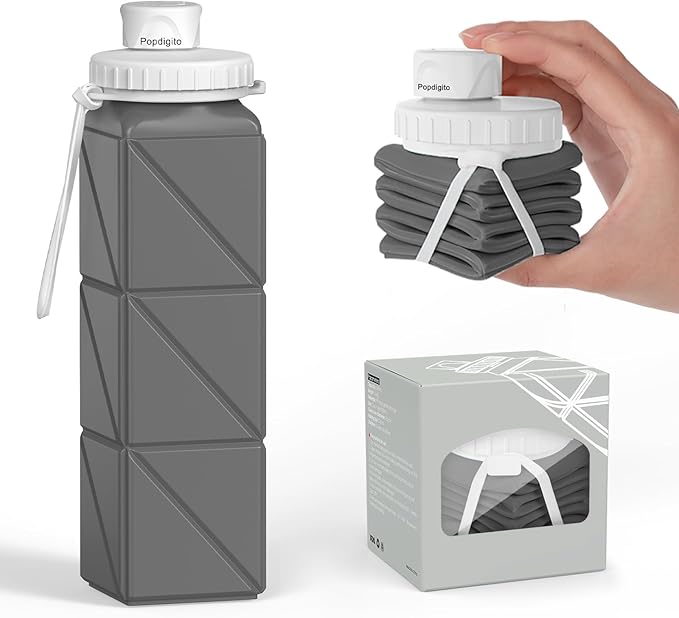 Collapsible Water Bottles Flexible Bpa Free Silicone Reusable Foldable Water Bottle,Durable Lightweight Leak-Proof Compact Water Bottles For Travel Hiking Yoga Running Outdoor Sports
