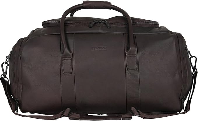 Kenneth Cole REACTION Duff Guy Colombian Leather 20" Single Compartment Top Load Travel Duffel Bag, Black