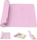 Utensil Box, Tableware Silicone Portable Box Silverware mat, Suitable for Kitchen Utensils, Portable Outdoor Camping Spoon Fork Utensils Storage mat (Pink)