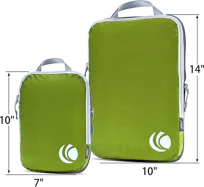 Cipway Compression Packing Cubes Set, Ultralight Expandable Travel Packing Organizers for Carry on Luggage (Green 6pcs)