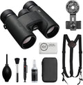 Nikon PROSTAFF P7 8x30 Binoculars Bundled with Harness Strap + Deluxe Cleaning Kit + Smartphone to Binocular Adapter + Microfiber Cleaning Cloth (5 Items)