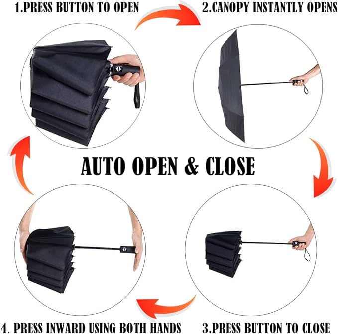 LLanxiry Compact Travel Umbrella, Mini Windproof Umbrellas for Rain & Sun, Small Lightweight Outdoor UV Umbrella, Portable Folding Umbrellas for Travel