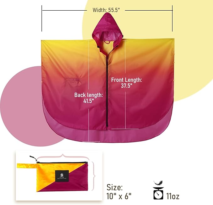 SaphiRose Rain Poncho Jacket Coat Hooded for Adults with Pockets