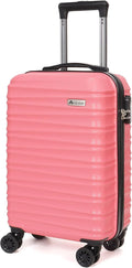 Carry on luggage 20 In suitcase with Spinner Wheels ABS & PC Hardside Luggage（Pink）