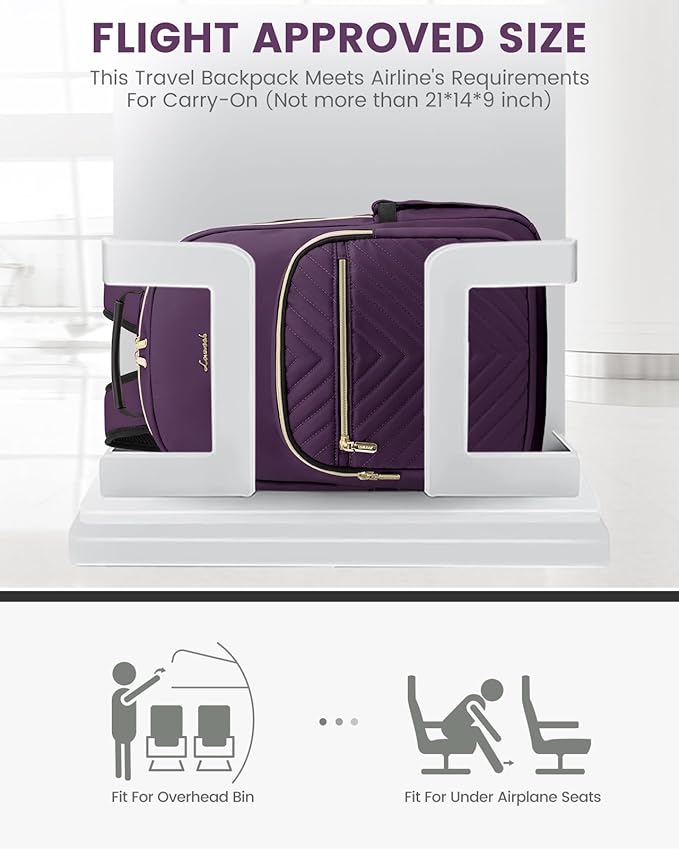 LOVEVOOK Laptop Backpack Purse for Women, Work Travel Computer Bags, College School Backpack for Student Girl, Quilted Casual Daypack with USB Port, Fit 15.6 Inch Laptop, Deep Plum