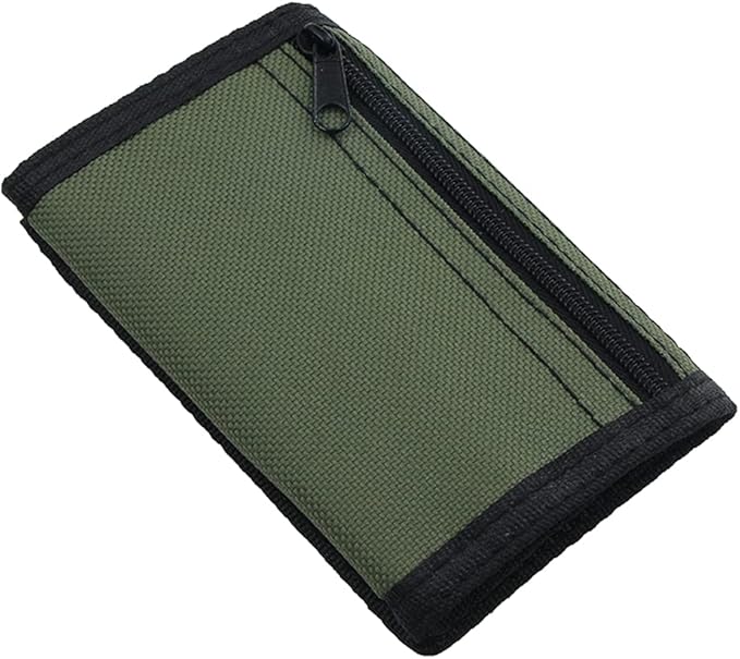 NEICY RFID Blocking Canvas Wallet for Men and Women - Camo Trifold Outdoor Sports Wallets with Magic Sticker for Teen Kids (Green)