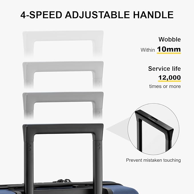 LEVEL8 Carry on Luggage Airline Approved, Carry-on Suitcases with Wheels, Lightweight Hardside Luminous Textured Luggage for Travel with Tsa Lock, 20 Inch, Navy
