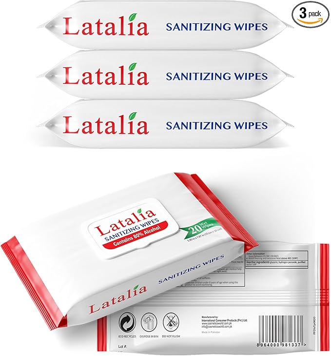 Hand Wipes | 80% Alcohol Hand Sanitizer Wipes for Hands & Face Moisturizing, Gentle, Convenient and Fragrance Free (Pack of 3, 20 Counts)