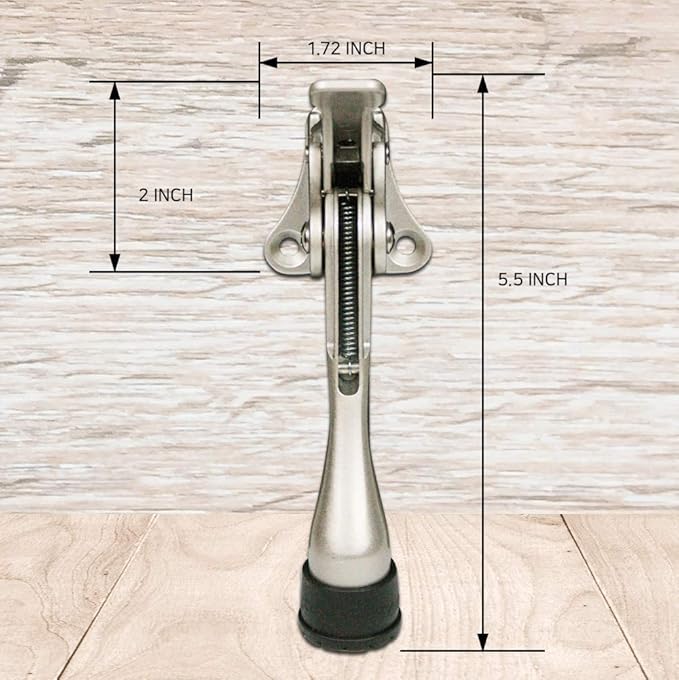 Door Stopper, One-Touch semi-Automatic Metal Door Stopper, with Non-Slip Rubber Tip for Wood, Concrete, Tiled, and Carpeted Floors (4inch x 2pack, Dark Grey)