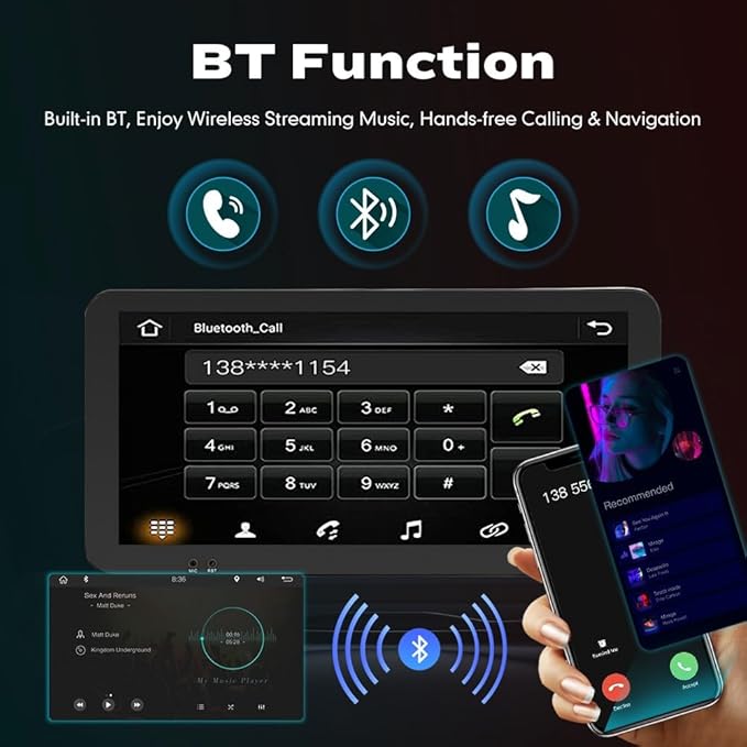 Kunfine CarPlay Android Auto Navigation Stereo GPS Radio Reverse Camera Display 10.33" QLED Touchscreen Headunit Tablet Pad Media Player for Subaru Forester 2007-2013, if Applicable Octa Core 2G+32G