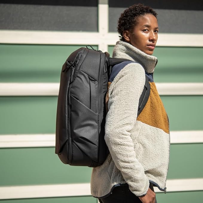 Peak Design Travel Backpack 30L, Black, Expandable 27-33L Design, Rear and Top Access, Weatherproof Shell, Laptop Sleeve, Ideal for Travel or Everyday Carry, Versatile Backpack for Men and Women