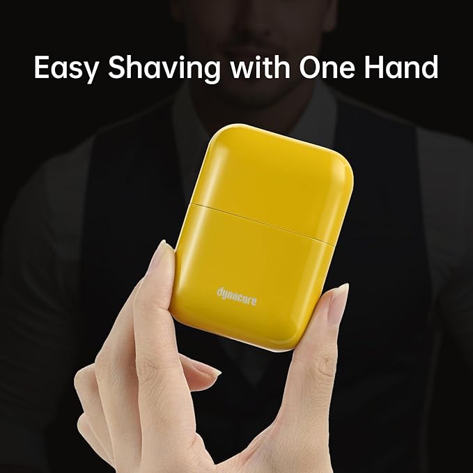 Mini Steel Electric Foil Shavers for Men: Upgraded Mini Electric Razor– Portable Travel Shaver with IPX7 Waterproof, Ultra-Long BatteryLife, and Triple Blade Technology Mini Razor (Sunburst Yellow)