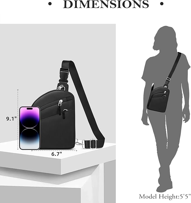 TOPEAST Anti Theft Crossbody Bag for Women Men, Small Sling Bag Crossbody Bags for Women Travel Sport Hiking Workout