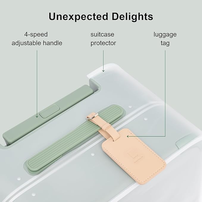 LEVEL8 Zipperless Carry On Luggage Airline Approved with Aluminum Frame, Cute Hardside Suitcase with Spinner Wheels, Metal Rolling Travel Case with Tsa Locks, 20 Inch, Light Green