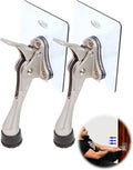 Door Stopper with Adhesive Bracket Stickers, No Drilling or Tools Needed, Available for All Doors, Door Holder, Heavy Door Stop, KickDown Door Stoppers by HASHI (Satin Nickel/Bracket 2pack)