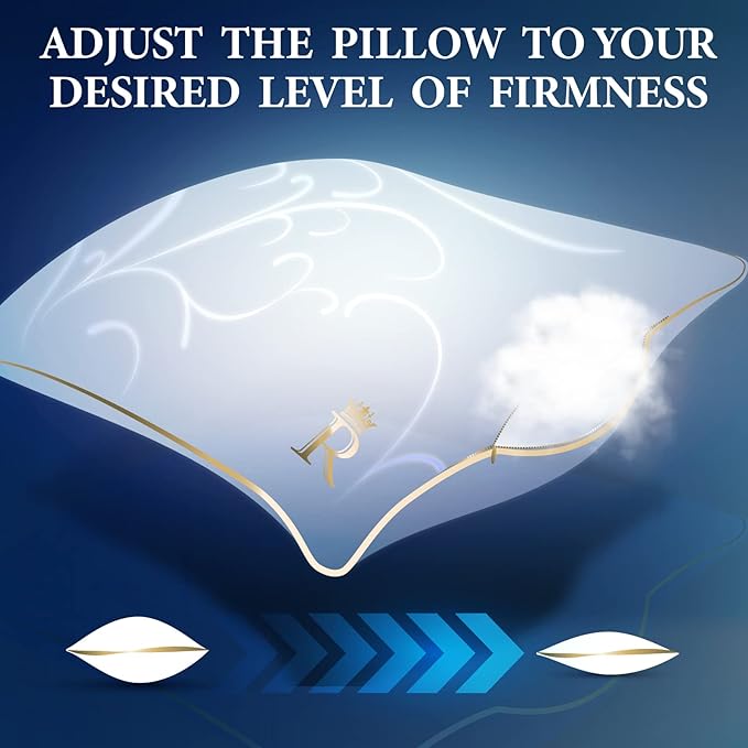Royal Therapy Pillows Standard Size Set of 2 (20x26 in), Alternative Goose Down Pillows, Adjustable Standard Pillow, All Sleepers, Side Sleeper Pillow