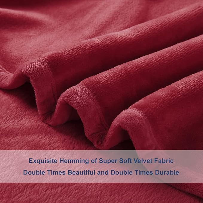 Surii Home Luxury Microfiber Flannel Blanket, Super Soft, Warm, Cozy, Fluffy, and Breathable, Perfect Throws for Bed, Couch, Sofa, for All Season Use. 350GSM Travel Size 50x60 Inches (Burgundy)